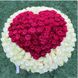 301 Белая, малиновая роза в шляпной коробке XL "Малиновое сердце"