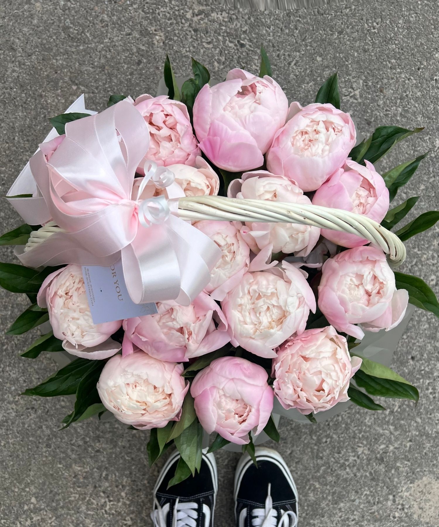 15 Ніжно-рожевих півоній (Gardenia) в корзині S